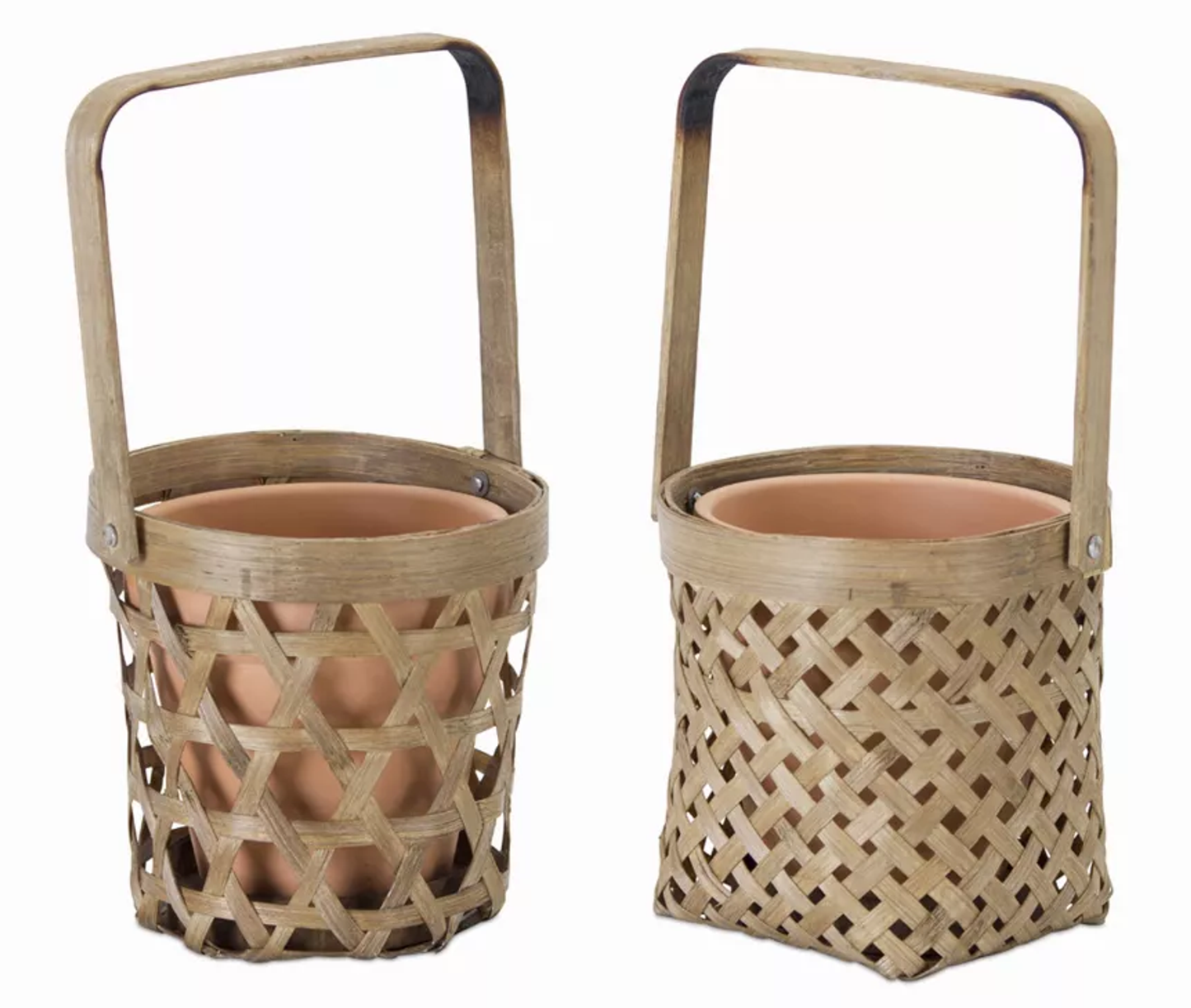 Bamboo & Terra Cotta Basket Pot Holders Set of 6