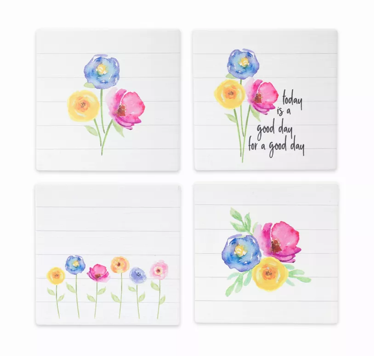 Melrose Stoneware Floral Tiles, Set of 12