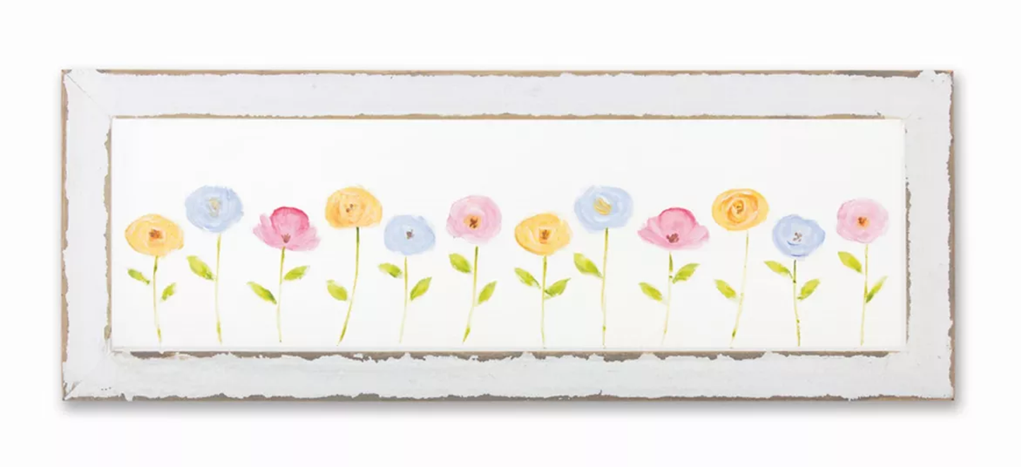 Floral Screen & Wood Frame Wall Decor, 24in