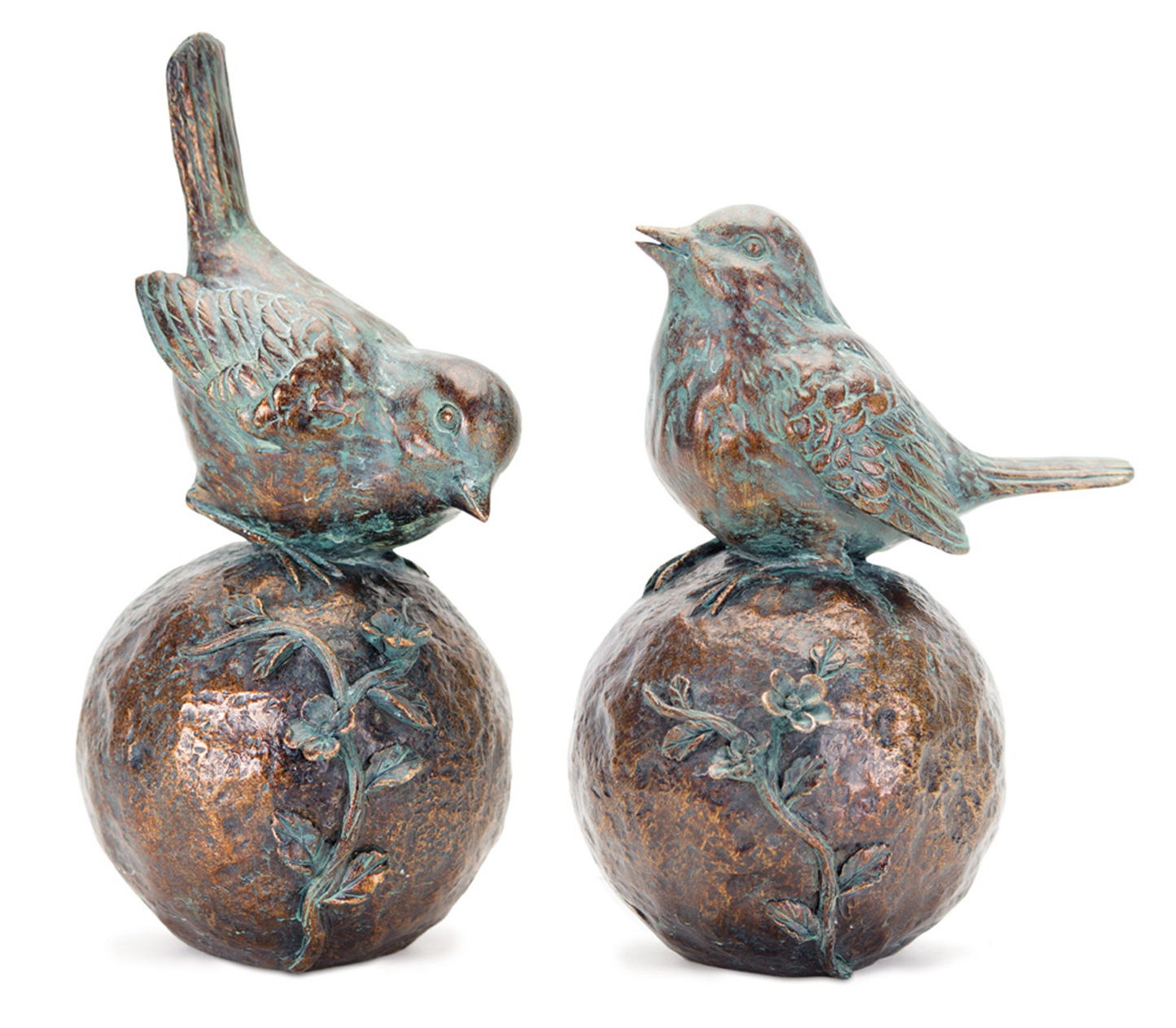Resin Bird and Orb Sculpture Set of 2 - Melrose