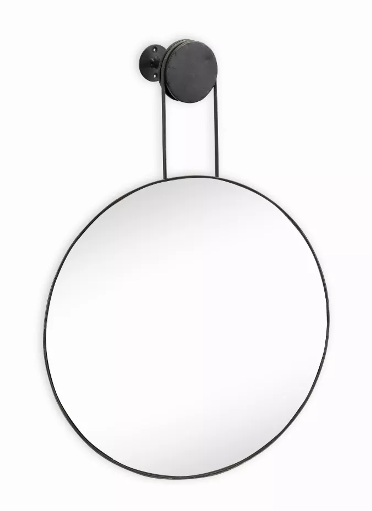 Round Glass & Iron Wall Mirror, 28.5in