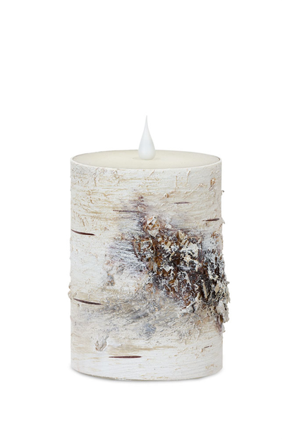 Melrose LED Birch Candles with Remote, 5"H Set of 2