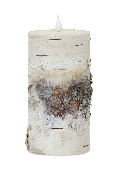 Melrose LED Birch Candle with Remote, 7"H