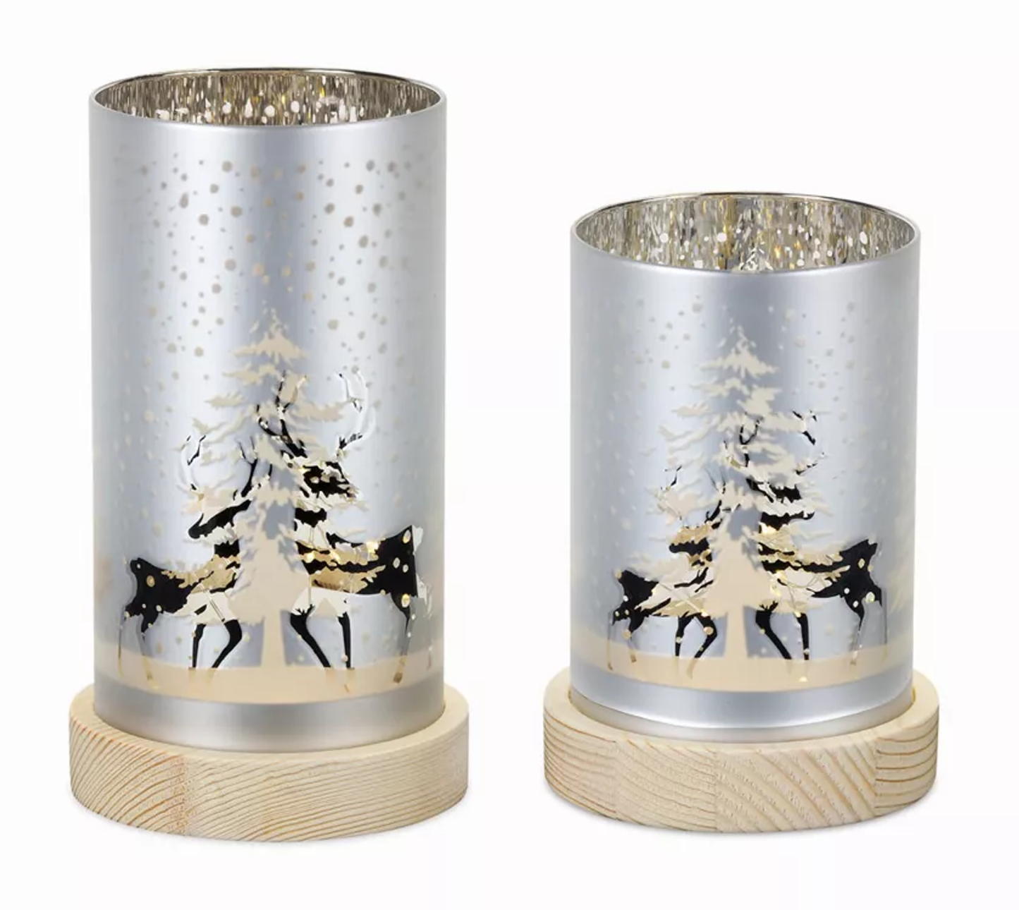 LED Glass Luminaries Set of 2 with 6-Hour Timer