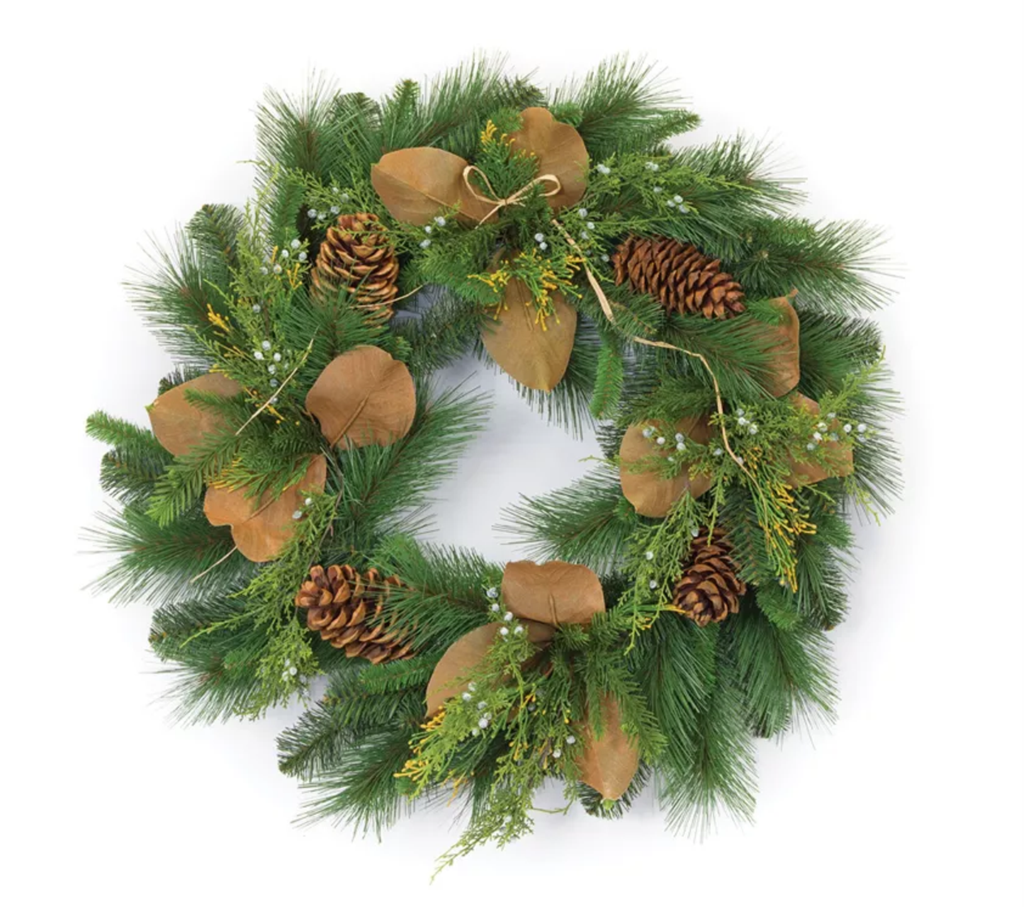 Pine & Magnolia Leaf Wreath, 24in