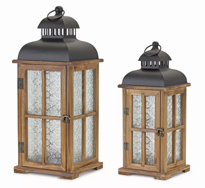 Wood & Metal Lantern, Set of 2 (15.5in & 19.25in)