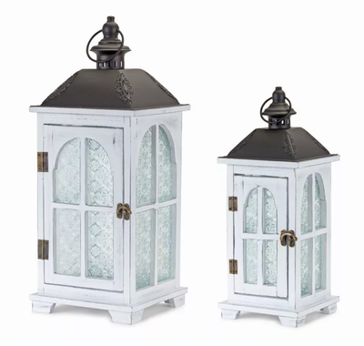 Wood & Metal Lantern, Set of 2 (14.5in & 19.25in)