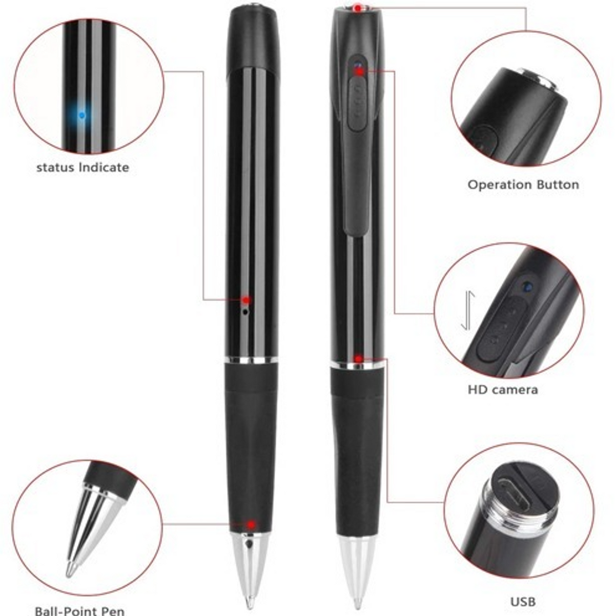 HD Pen Hidden Camera with Built-In DVR