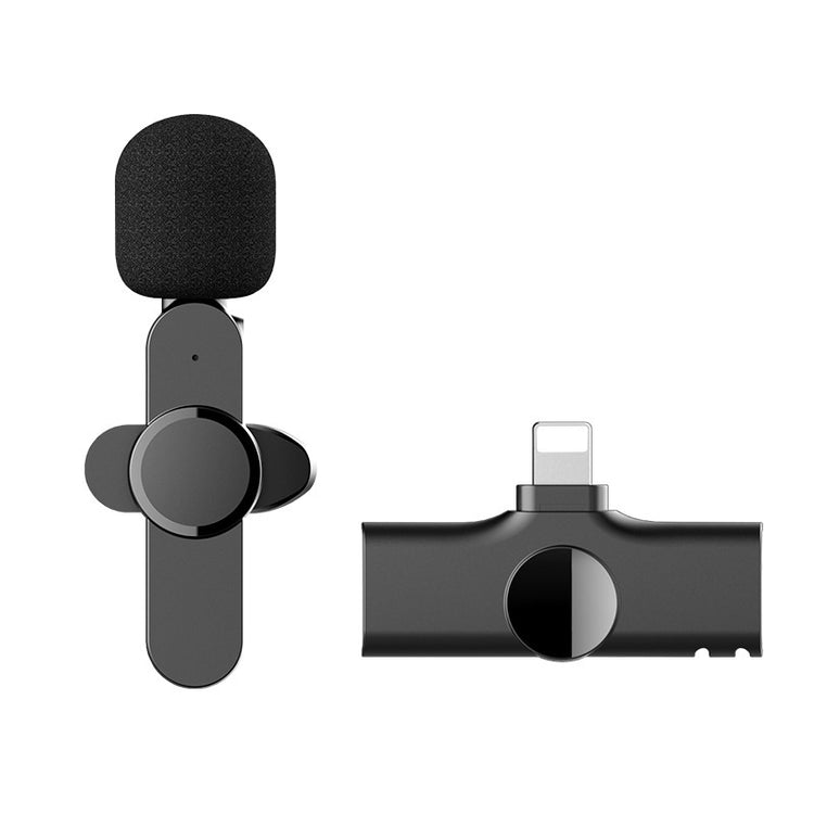 Microphone alongside its receiver unit and charging case
