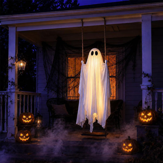 Large Glowing Swing Ghost Halloween Decoration