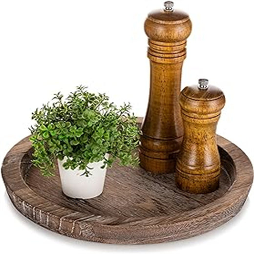 Round Wooden Decorative Tray