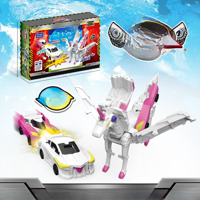 Winged Pegasus Transformable Toy with Magnetic Collision Feature