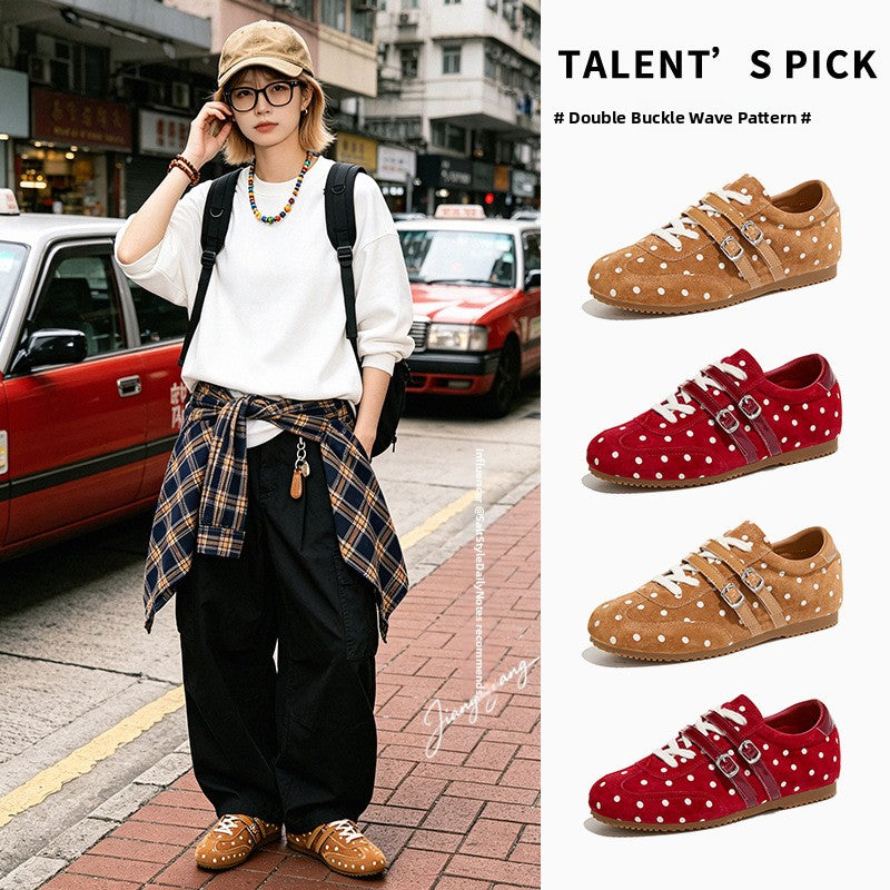 3cm Height Increase Genuine Leather German Training Shoes for Women