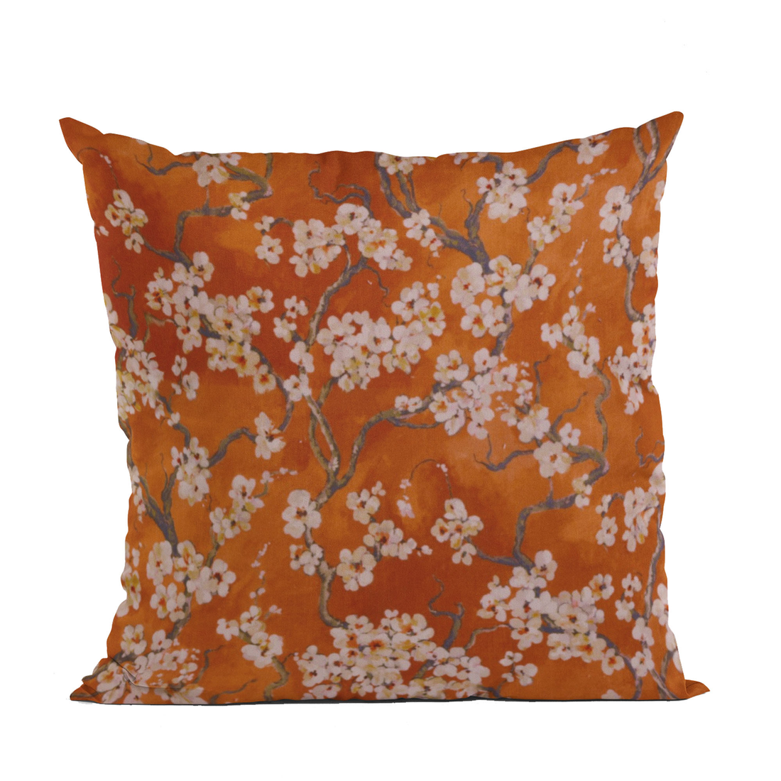 Plutus Persimmon Cherry Blossom Luxury Throw Pillow