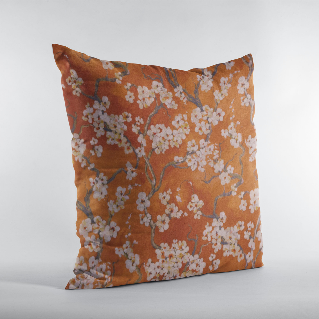 Plutus Persimmon Cherry Blossom Luxury Throw Pillow