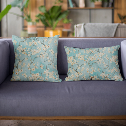 Plutus Azure Cherry Blossom Luxury Throw Pillow