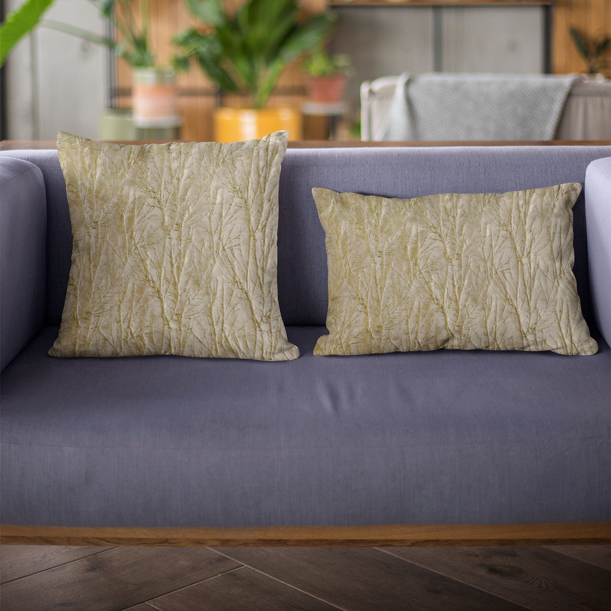 Plutus Golden Yarns Twig Pattern Luxury Throw Pillow
