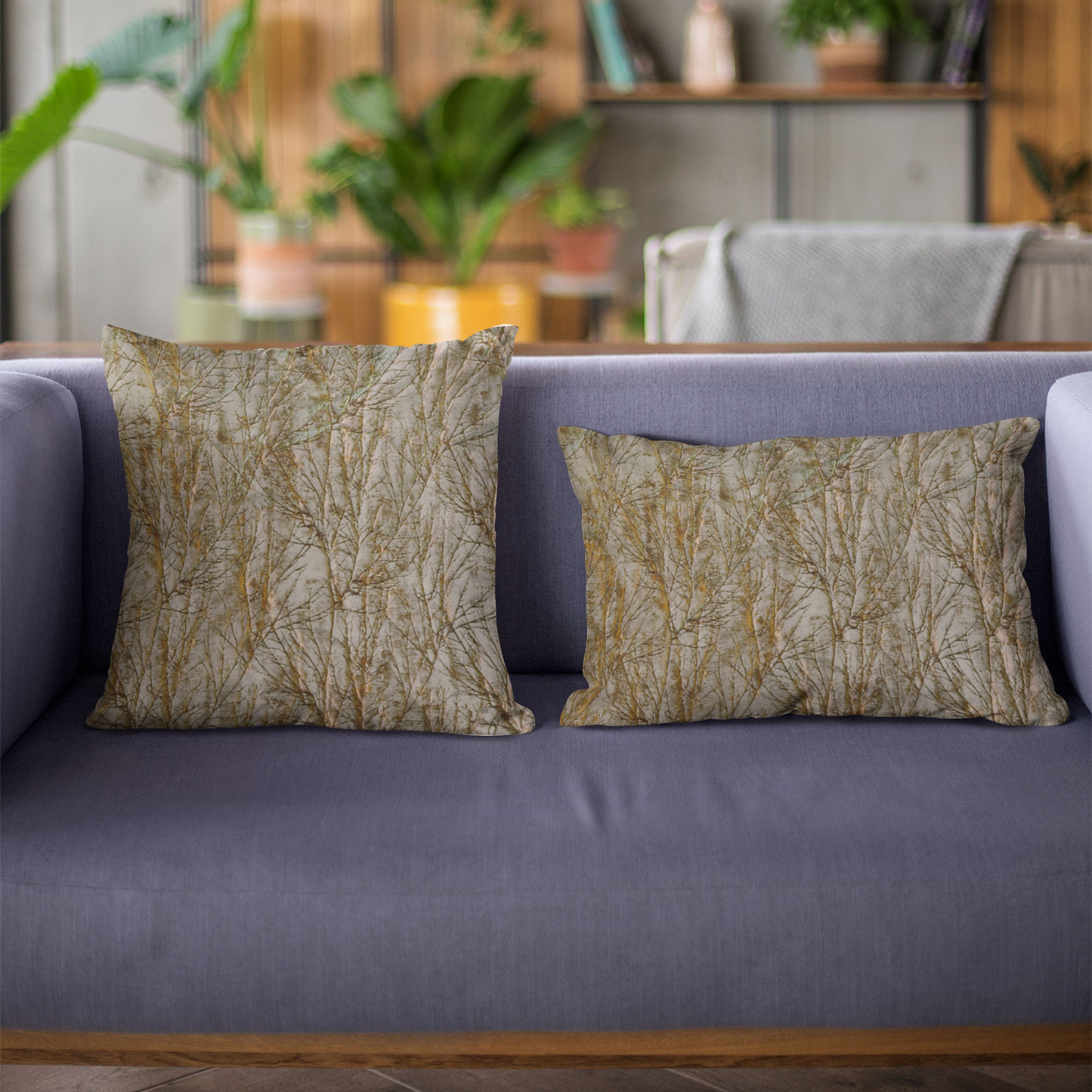 Plutus Patina Yarns Twig Pattern Luxury Throw Pillow