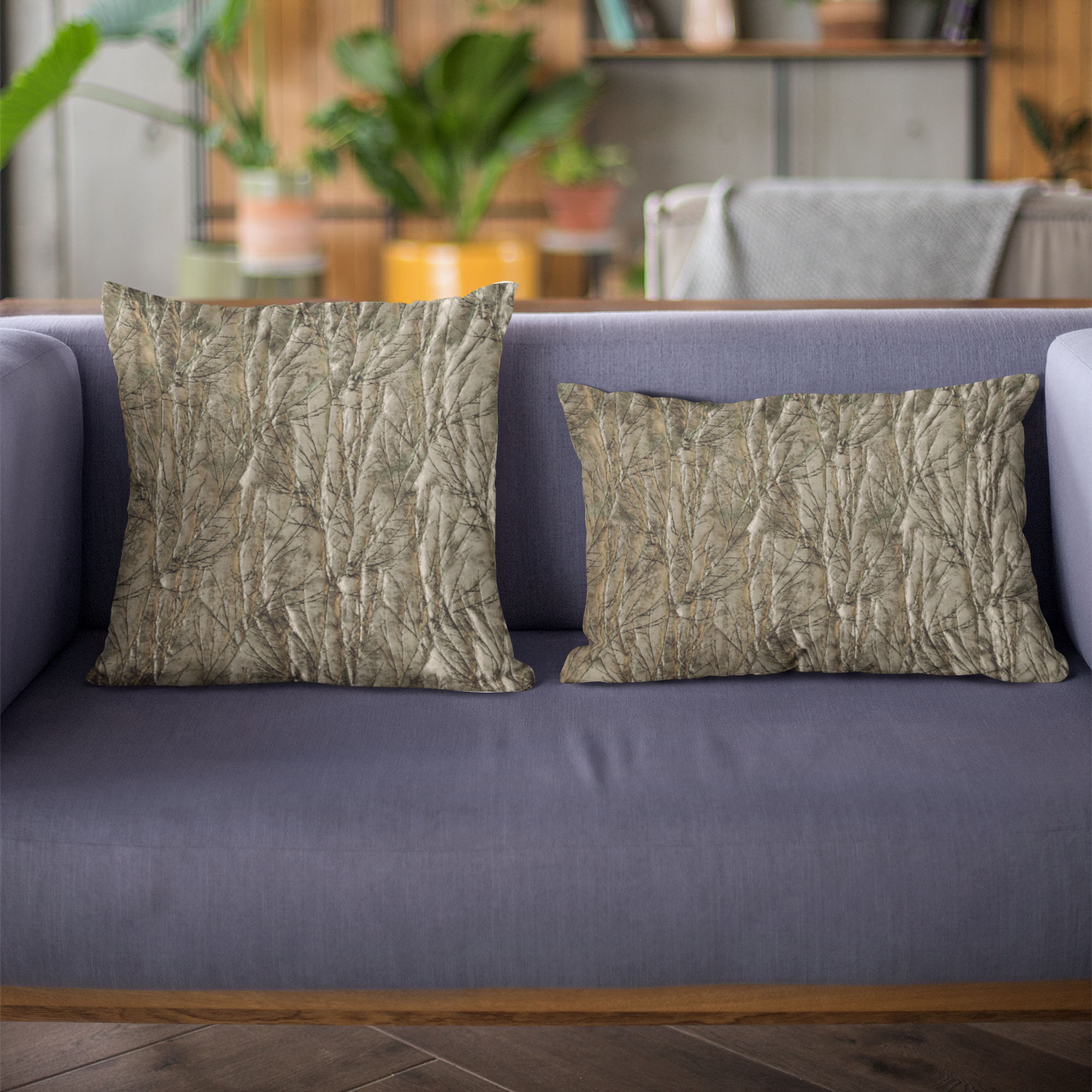 Plutus Gunmetal Yarns Twig Pattern Luxury Throw Pillow