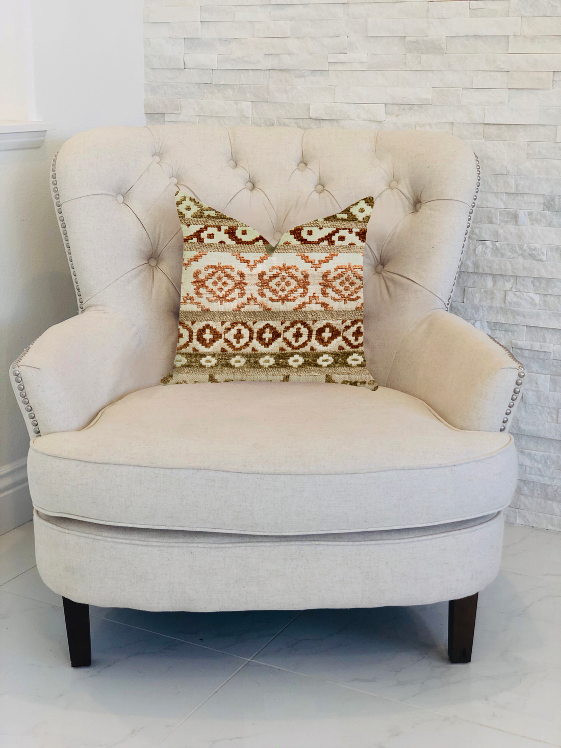 Plutus Arabesque Shades of Brown Luxury Throw Pillow
