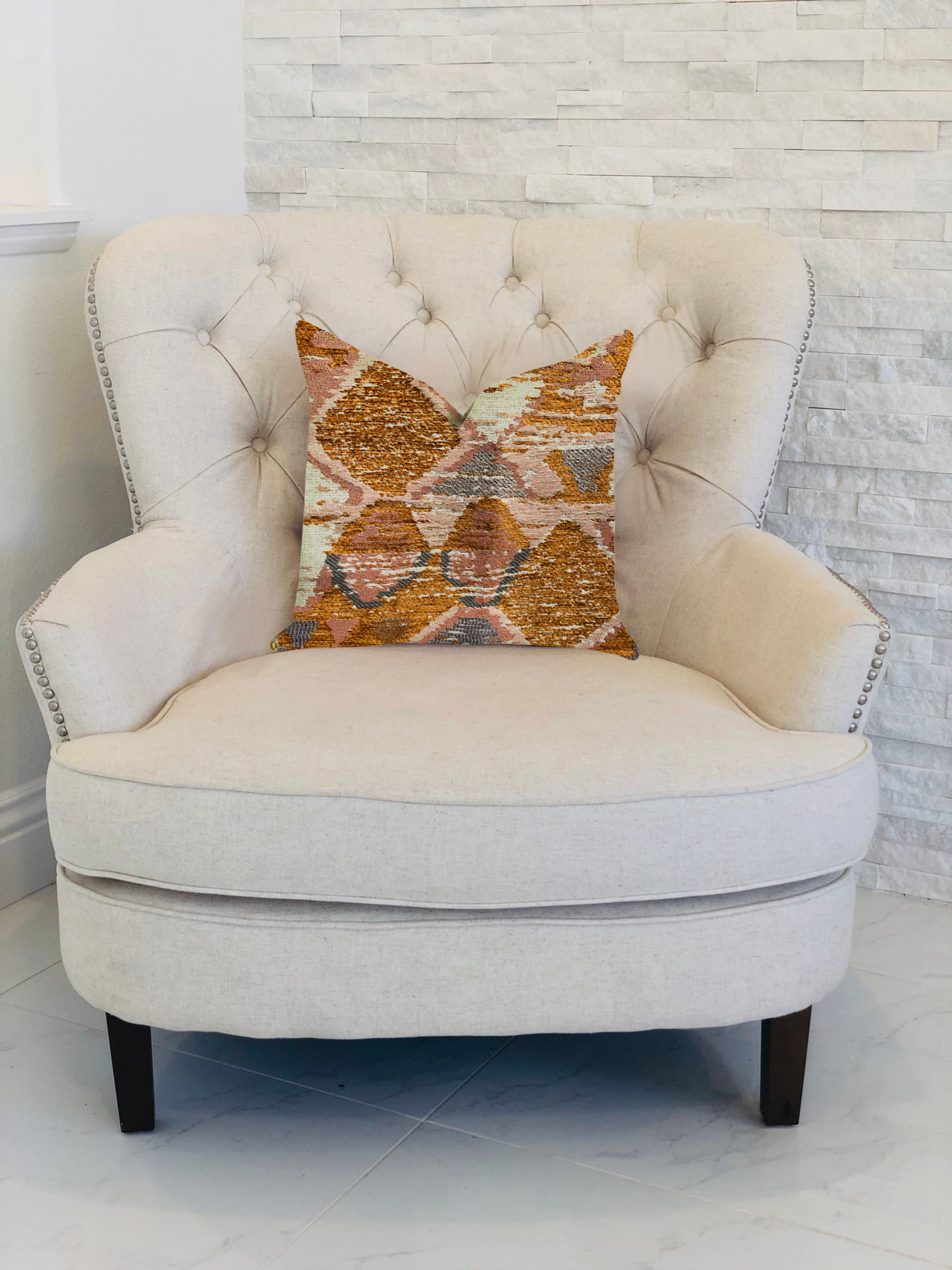 Plutus Mira Oasis Shades of Brown Luxury Throw Pillow