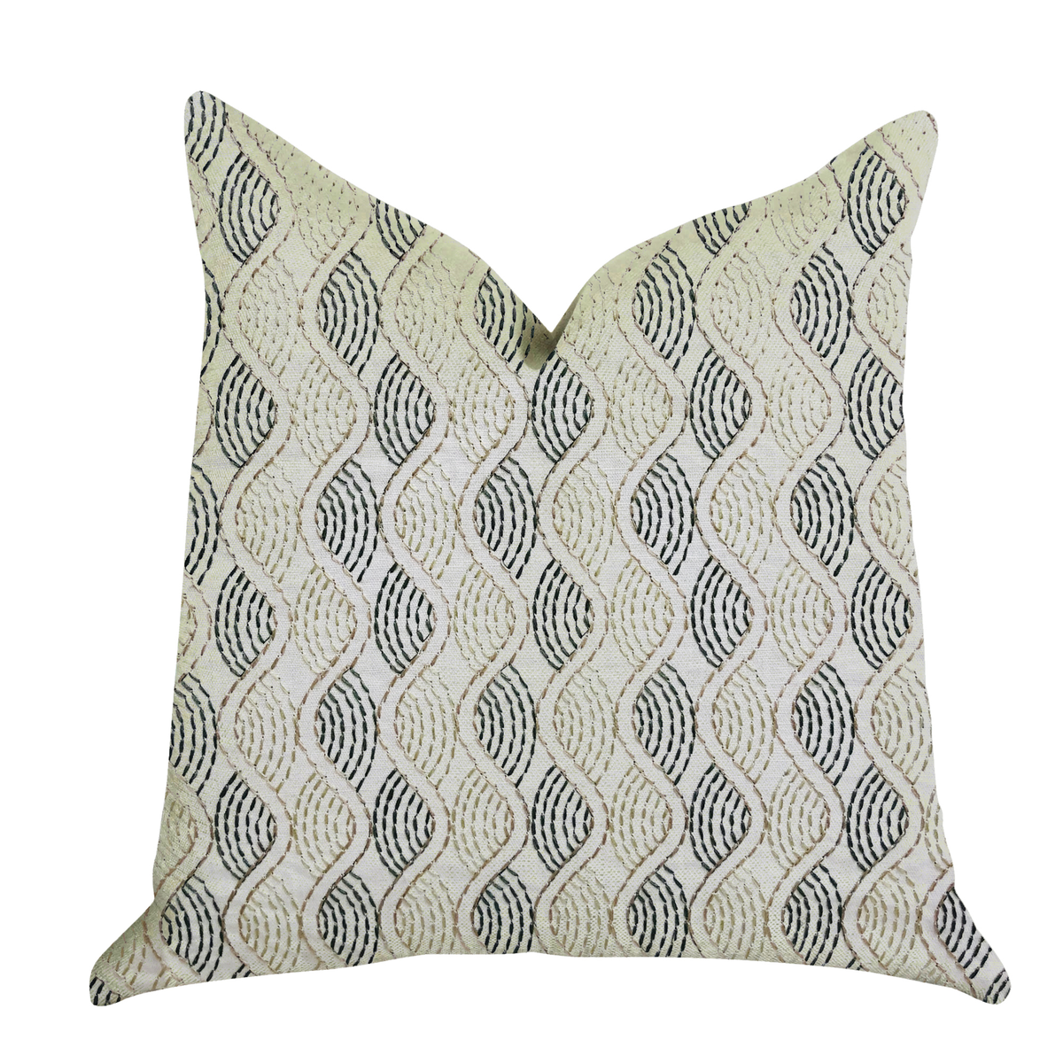 Plutus Enigma Twist Luxury Throw Pillow in Blue and Beige