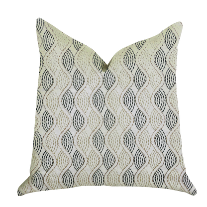 Plutus Enigma Twist Luxury Throw Pillow in Blue and Beige