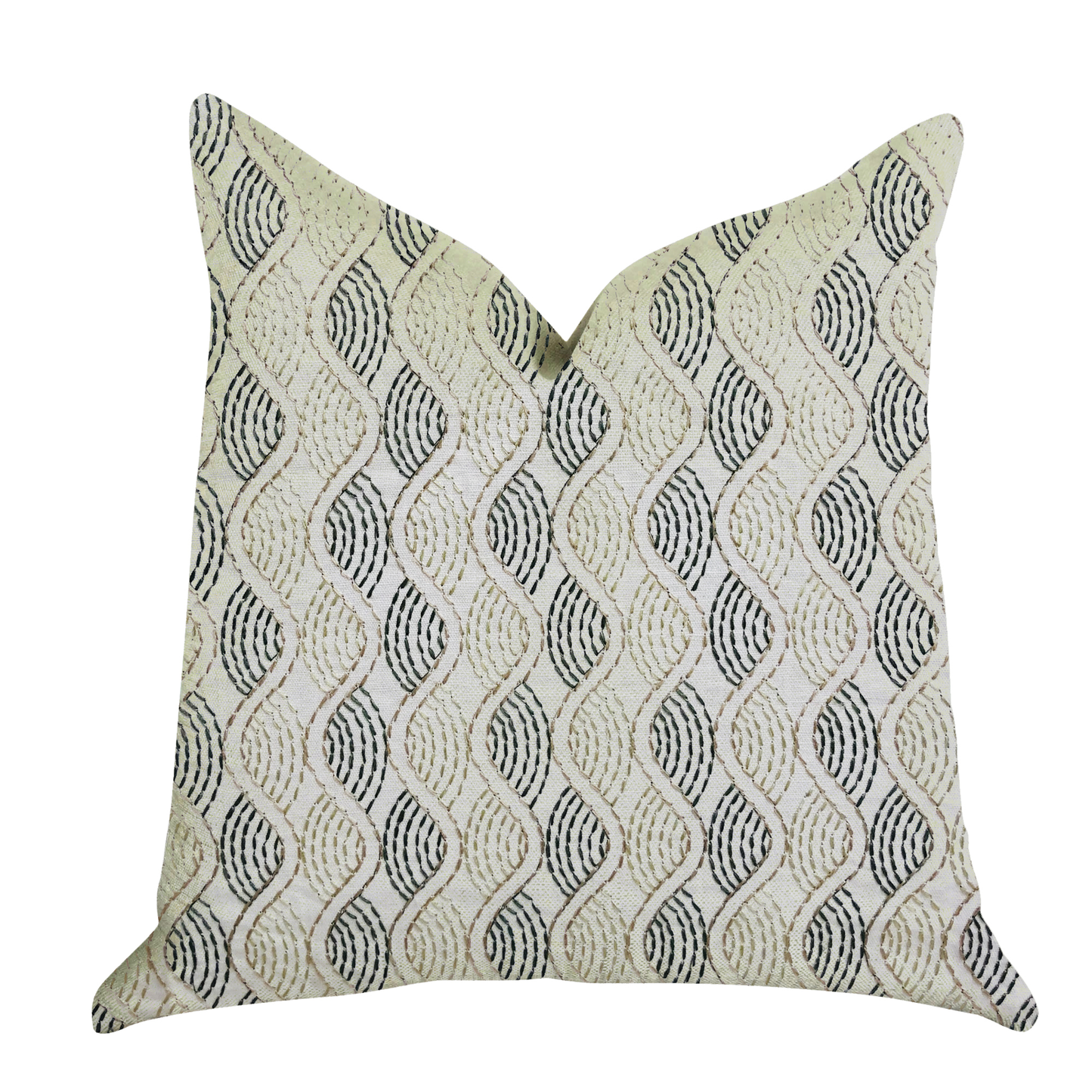 Plutus Enigma Twist Luxury Throw Pillow in Blue and Beige