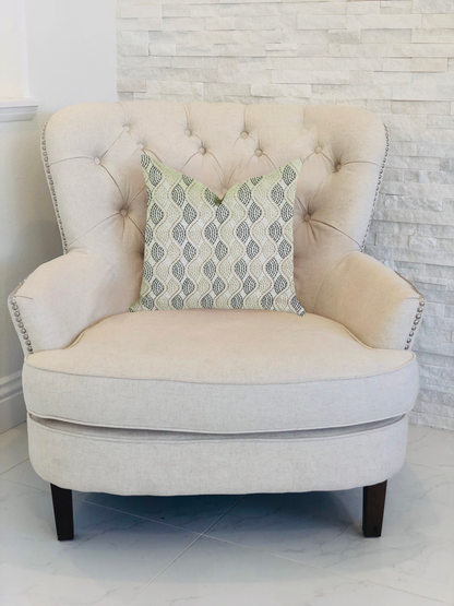 Plutus Enigma Twist Luxury Throw Pillow in Blue and Beige