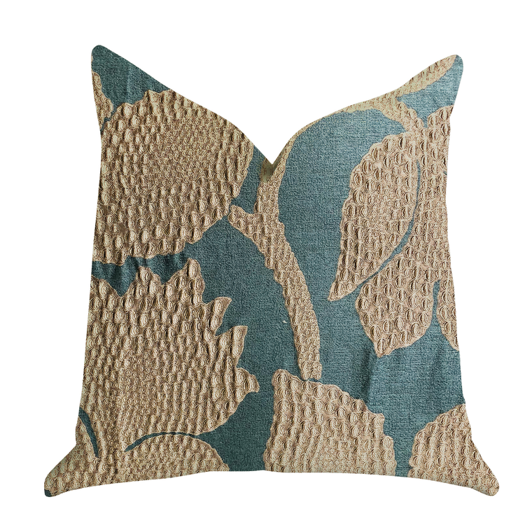 Plutus Golden Arabella Vine in Green and Gold Luxury Throw Pillow