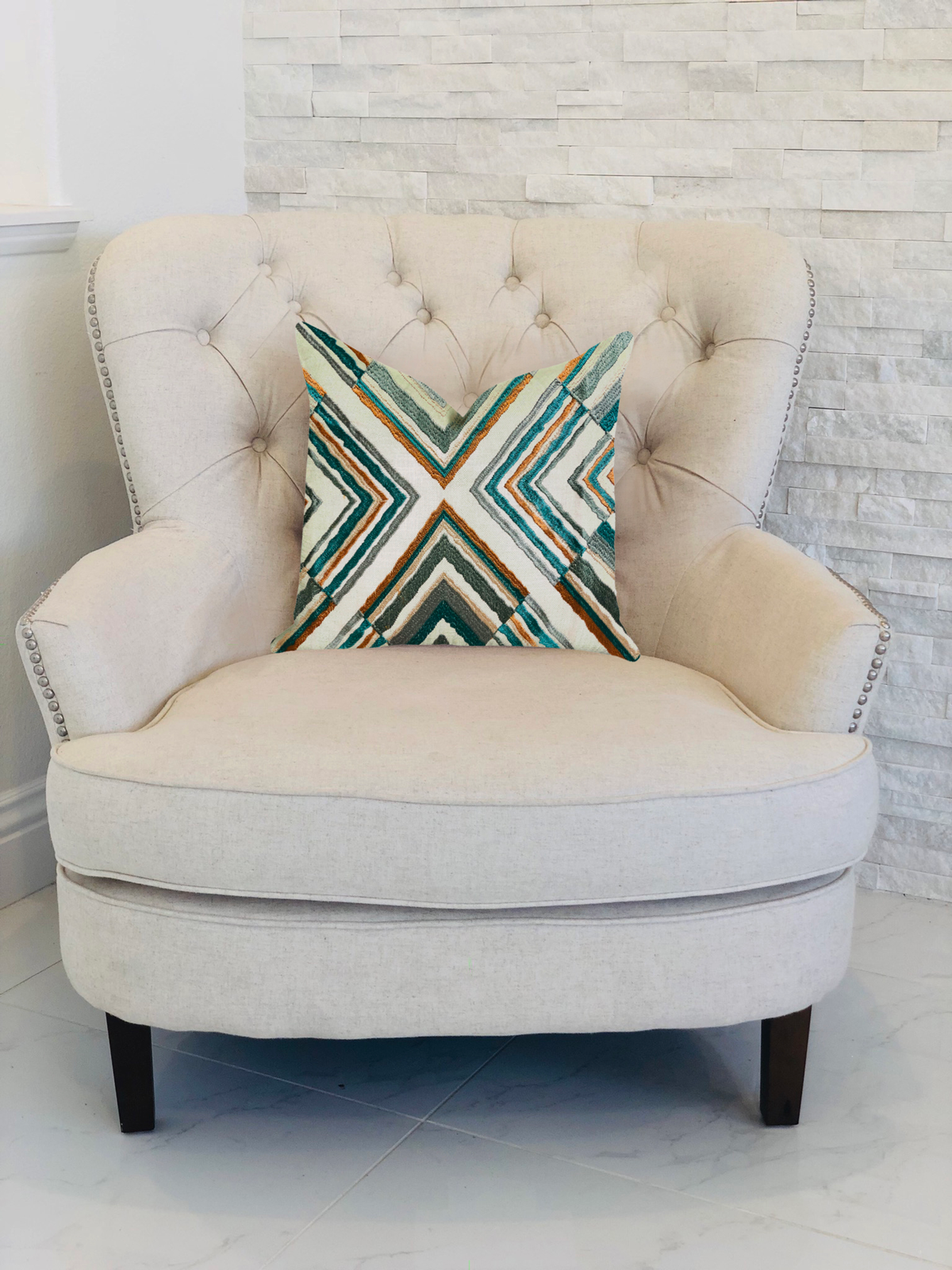Plutus Crescent Peak Multi Green Luxury Throw Pillow