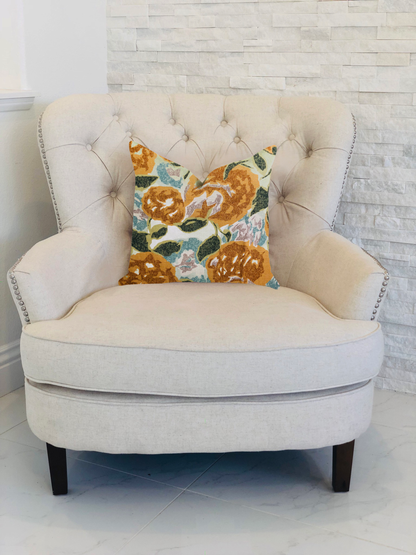 Plutus Dahlia Jardin Floral Brown and Green Luxury Throw Pillow