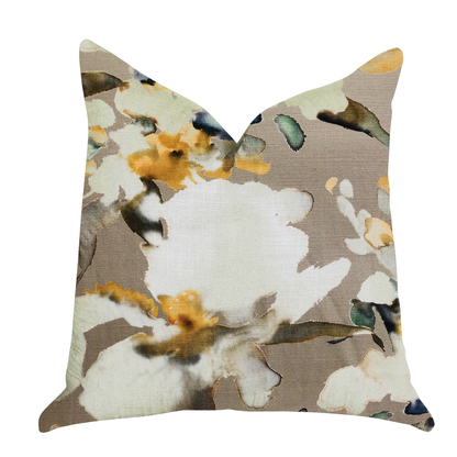 Plutus Maya De Aqua Floral Multicolor Luxury Throw Pillow