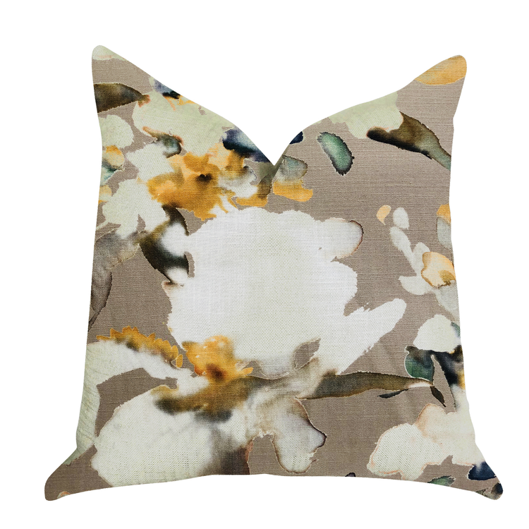 Plutus Maya De Aqua Floral Multicolor Luxury Throw Pillow