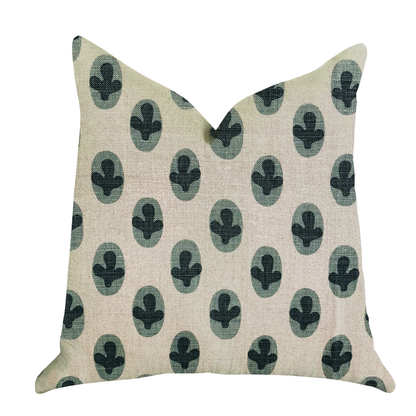 Plutus Cacti Pear in Green and Beige Luxury Throw Pillow
