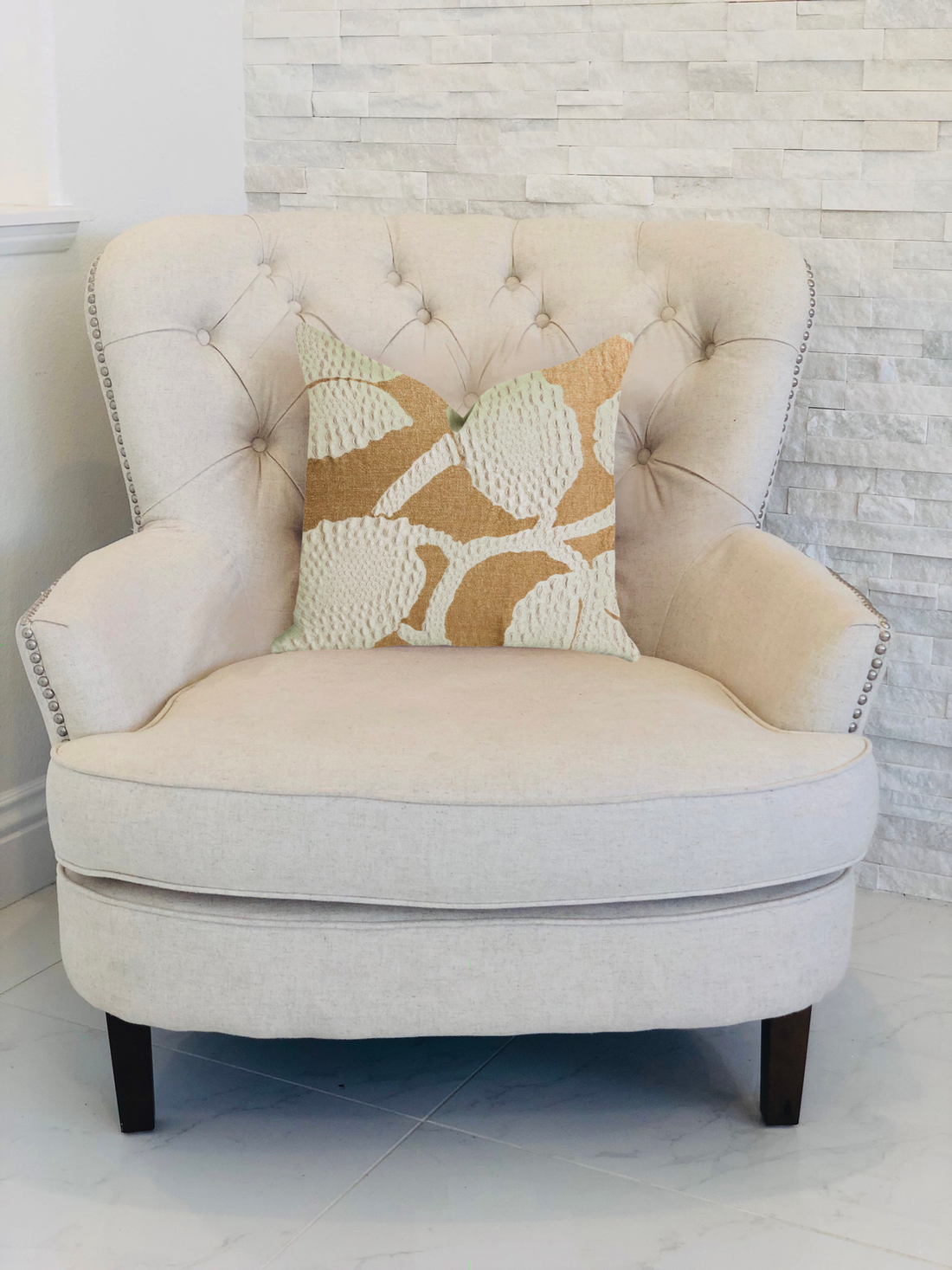 Plutus Golden Arabella Vine in Bronze Tones Luxury Throw Pillow