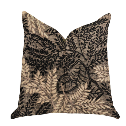 Plutus Bonzai Ebony Floral Throw Pillow in Black and Brown