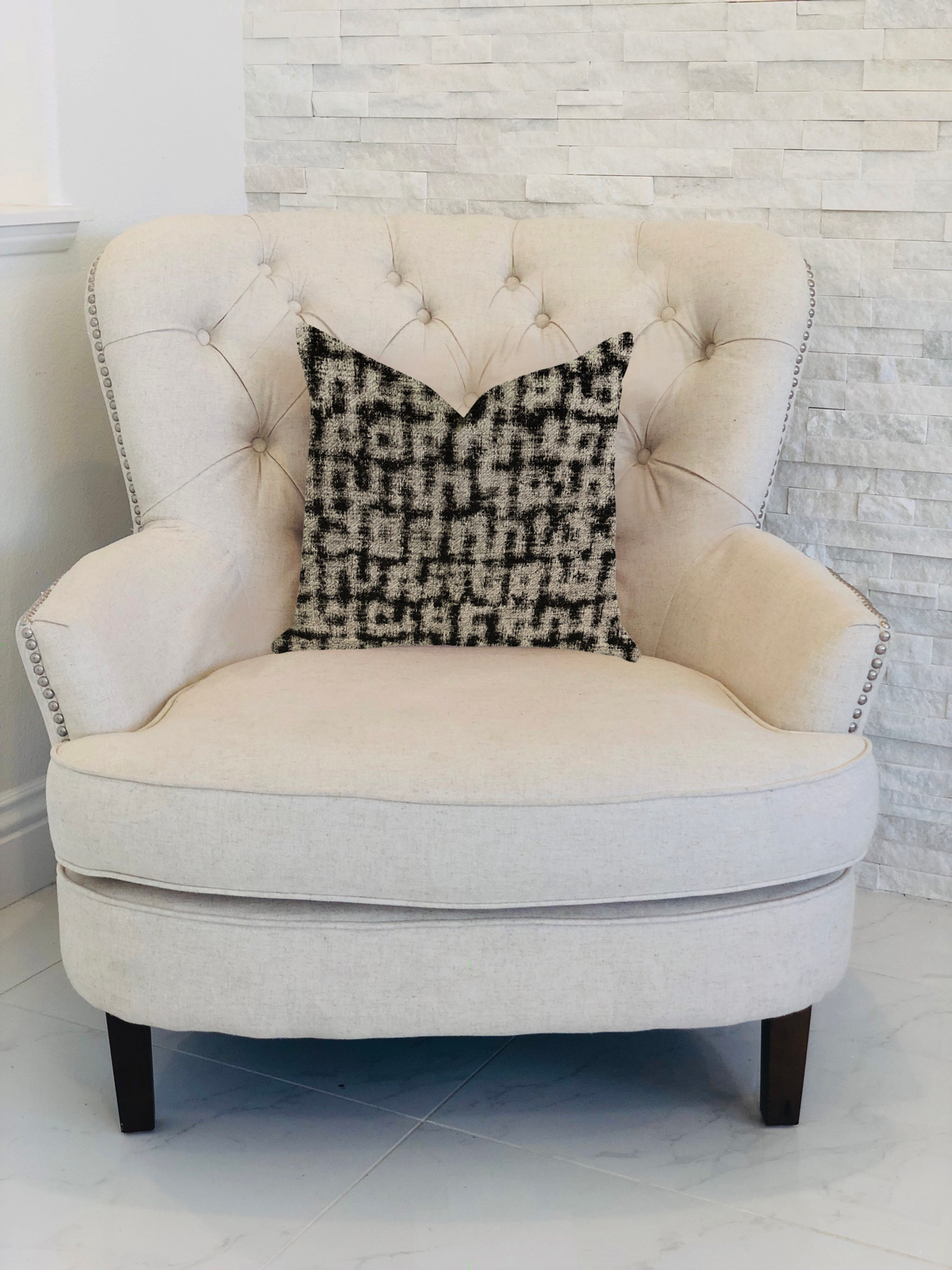 Plutus Modish Millie Luxury Throw Pillow in Black and Beige