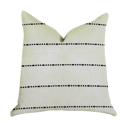Plutus Interweave Vanilla Bean Luxury Throw Pillow in Black and White