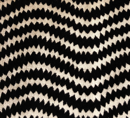 Plutus Jagged Fringe Luxury Throw Pillow in Black and Beige