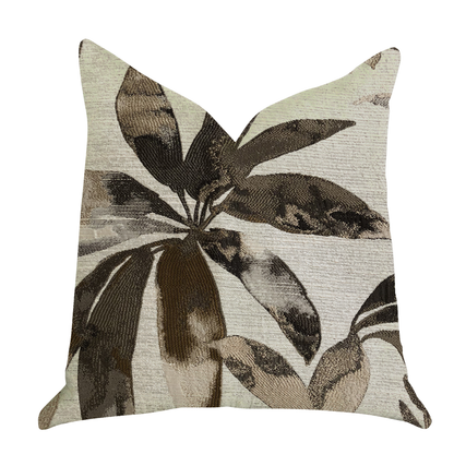 Plutus Santorini Cove Beige and Brown Luxury Throw Pillow