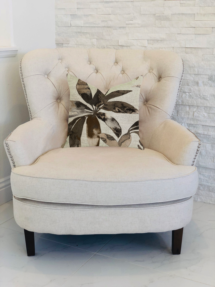 Plutus Santorini Cove Beige and Brown Luxury Throw Pillow