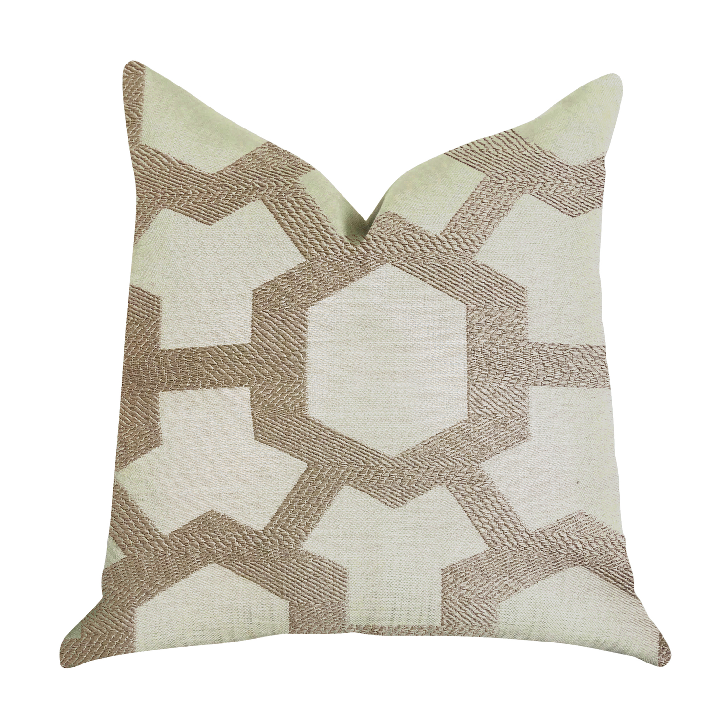 Plutus Linked Charisma Luxury Throw Pillow in Beige and Brown