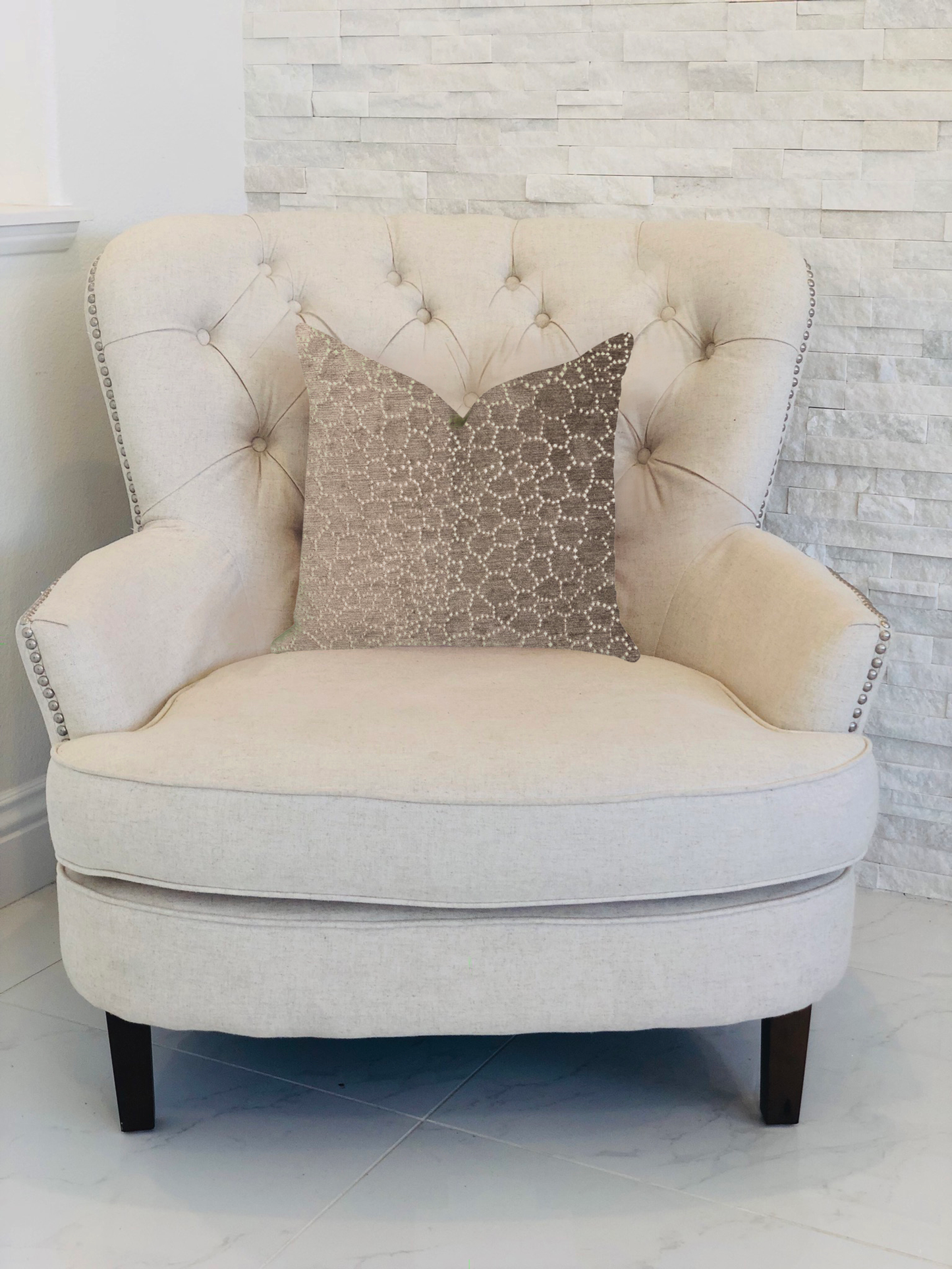 Plutus Bubbly Gal Luxury Throw Pillow in Beige Tones