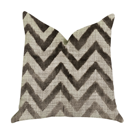 Plutus Oblique Zigzag Luxury Throw Pillow in Beige Tones