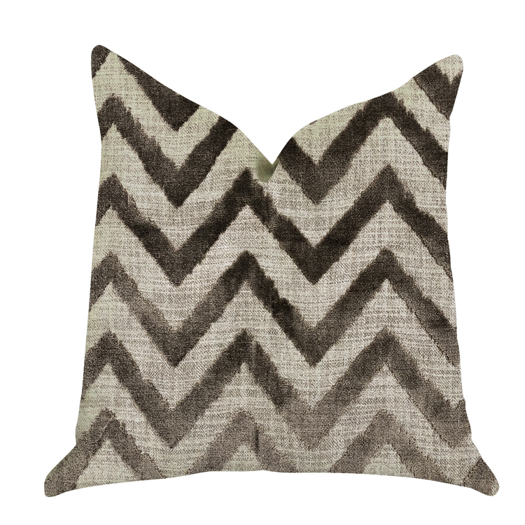 Plutus Oblique Zigzag Luxury Throw Pillow in Beige Tones
