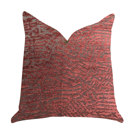 Plutus Crushed Wine Luxury Throw Pillow in Dark Red