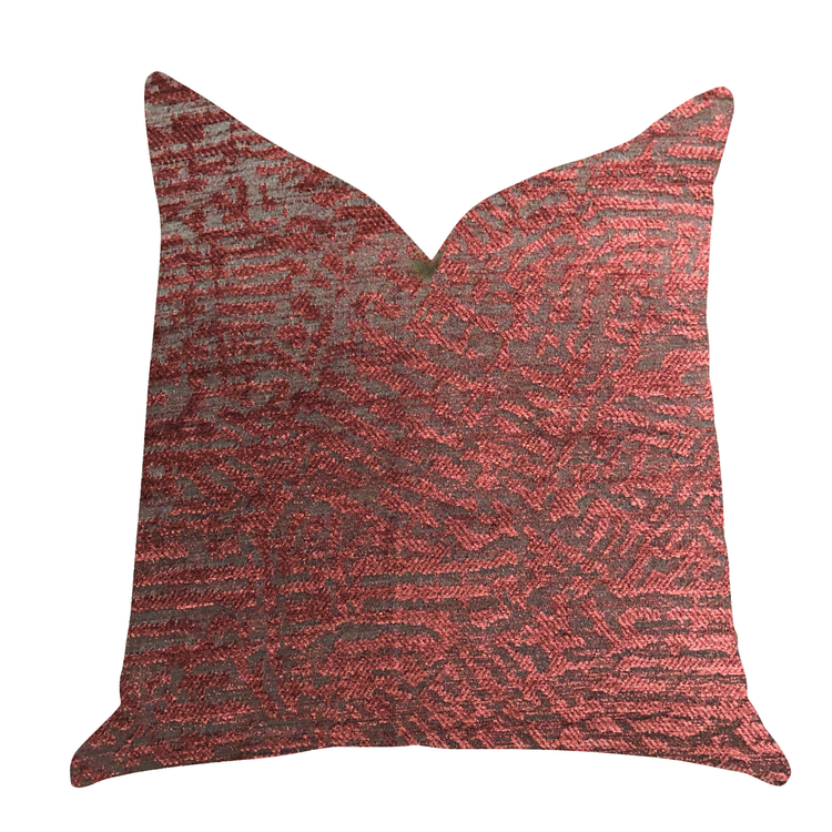 Plutus Crushed Wine Luxury Throw Pillow in Dark Red