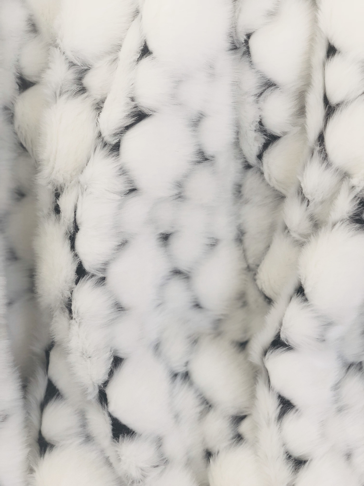Plutus White with Black Shades Faux Fur Snow Luxury Throw