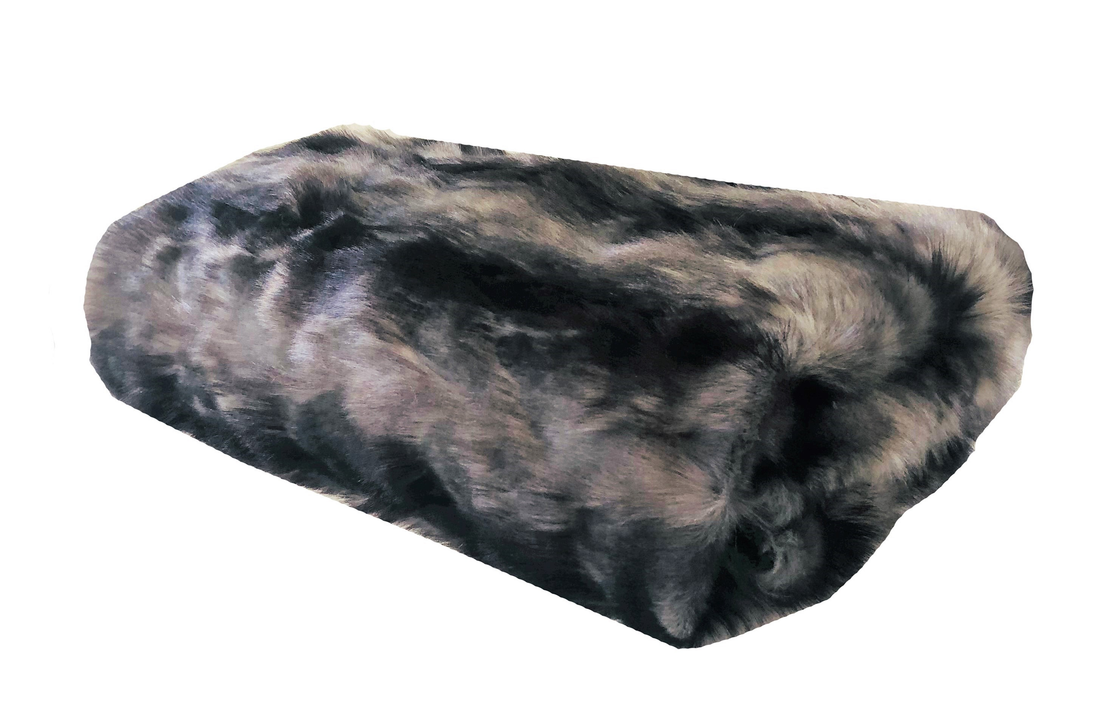 Plutus Brandy Grey Faux Fox Luxury Throw